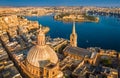 Valletta, Malta - Aerial view of Our Lady of Mount Carmel church, St.Paul`s Cathedral and Manoel Island