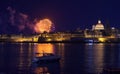 Valletta, Malta - April 28, 2023: Fireworks display over the Valletta old town