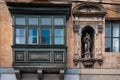 Historical architecture in Valetta, Malta. Traditional wooden Maltese balcony.