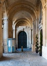 Arched hallway of the patio of the National Malta library