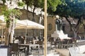 Valletta, Malta, August 2019. Interior of a street cafe near the monument to the heroes of the island.