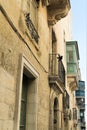 Valletta, Malta, August 2019. Typical maltese old house on central street.