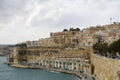 VALLETTA, MALTA - DEC 31st, 2019: Panoramic skyline view of the Grand Harbor of Valletta and Upper Barrakka Gardens at Royalty Free Stock Photo