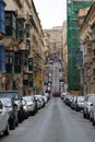 VALLETTA, MALTA - JAN 14, 2014: panoramic view of Old bakery street in Valletta in Malta, Mediterranean sea, jul 6, 2019. Typical