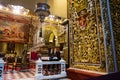 Golden Stucco detail and altar inside Valletta Cathedral, Malta