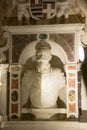 Stone bust inside the crypt of Valletta Cathedral in Malta