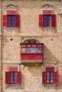 Traditional Maltese windows shutters and balconies