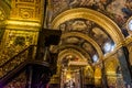 Valletta, Malta, 22 May 2022: Golden interior of St John`s Co-Cathedral Royalty Free Stock Photo