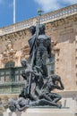 Valletta, Malta - May 9, 2017: The Sette Giugno monument original location in Palace Square, Valletta.