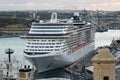 MSC Cruises owned MSC Splendida luxury cruise ship at Malta harbour. Water transport and international travel. Royalty Free Stock Photo