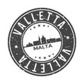Valletta Malta Round Stamp Icon Skyline City Design Badge Rubber.