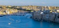 view of houses and yachts, Fort Saint Angelo in Birgu, Malta from Valletta Royalty Free Stock Photo