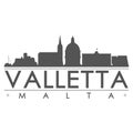 Valletta Malta Skyline Silhouette Design City Vector Art Famous Buildings.