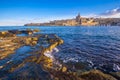 Valletta, Malta - St.Paul`s Cathedral with sail boats Royalty Free Stock Photo