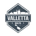 Valletta Malta Travel Stamp Icon Skyline City Design Tourism Badge Rubber.