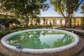 Valletta, Malta - Upper Barrakka Gardens early in the morning with trees and blue sky