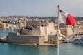 Valletta and Maltese flag Royalty Free Stock Photo