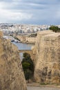 Valletta, massive fortification from the Hastings Garden Malta with a view on Manoel island and Gzira