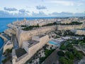 Valletta old town aerial view of Vorwall St. Michael at sunset