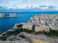 Valletta old town and Sliema aerial view from Hastings Garden fort wall Malta Royalty Free Stock Photo