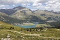 Valley of the beautiful Engadin with lake Lej da Segl Royalty Free Stock Photo