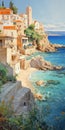 Romantic Seascape Painting Of Amalfi Coast In Italy