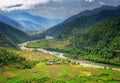 Bhutan nature landscape of valley Royalty Free Stock Photo