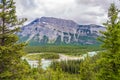 Valley of Bow river from Hoodoos view point in Banff National Park - Canada