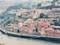 Valley of the Douro River. Panorama of the famous Portuguese city. Porto, Portugal old town ribeira aerial promenade view with Royalty Free Stock Photo