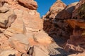 Valley of Fire - Entrance of the narrow slot canyon along the White Domes Hiking Trail, Nevada Royalty Free Stock Photo