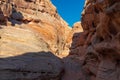 Valley of Fire - Entrance of the narrow slot canyon along the White Domes Hiking Trail, Nevada Royalty Free Stock Photo