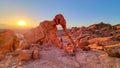 Valley of Fire - Exterior view of windstone arch and fire cave in Valley of Fire State Park, Mojave desert, Nevada, USA Royalty Free Stock Photo