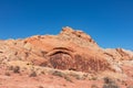 Valley of Fire - Panoramic view of red Aztek sandstone rock formations in Petroglyph Canyon along Mouse Tank hiking trail, Nevada Royalty Free Stock Photo