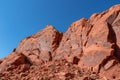 Valley of Fire - Panoramic view of red Aztek sandstone rock formations in Petroglyph Canyon along Mouse Tank hiking trail, Nevada Royalty Free Stock Photo