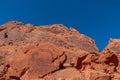 Valley of Fire - Panoramic view of red Aztek sandstone rock formations in Petroglyph Canyon along Mouse Tank hiking trail, Nevada Royalty Free Stock Photo