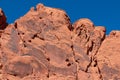 Valley of Fire - Panoramic view of red Aztek sandstone rock formations in Petroglyph Canyon along Mouse Tank hiking trail, Nevada Royalty Free Stock Photo