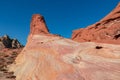 Valley of Fire - Scenic view of striated red and white rock formations along the White Domes Hiking Trail in Valley, Nevada, USA Royalty Free Stock Photo