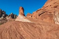 Valley of Fire - Scenic view of striated red and white rock formations along the White Domes Hiking Trail in Valley, Nevada, USA Royalty Free Stock Photo