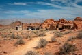 Valley of Fire State Park, Nevada, USA - Pay station and visitor center at the park entrance