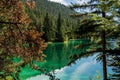 The Valley of the Five Lakes hike offers clear lakes with unique shades of jade and blue. Clear water of a mountain lake