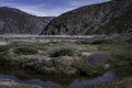 Valley of flowers and river. Greenland Royalty Free Stock Photo