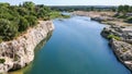 valley of Gardon River near Pont du Gard Royalty Free Stock Photo