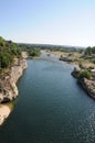 Valley of Gardon River near Pont du Gard Royalty Free Stock Photo