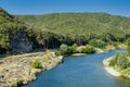 Valley of Gardon River near Pont du Gard Royalty Free Stock Photo