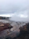 The Valley of Geysers and the famous geyser Strokkur in Iceland. Royalty Free Stock Photo