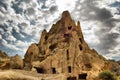 Valley of Goreme in Cappadocia (Central Anatolia Turkey). Ancient rock-cut Christian Byzantine churches. Royalty Free Stock Photo