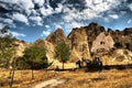 Valley of Goreme in Cappadocia (Central Anatolia Turkey). Ancient rock-cut Christian Byzantine churches. Royalty Free Stock Photo