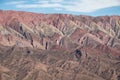 Valley of Humahuaca with the famous colored mountain, cerro de 14 colores Royalty Free Stock Photo