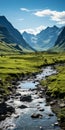 Captivating Mountainous Landscapes With A Serene Stream