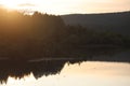 Valley of Kama river Ural region in Russia with trees and roads at sunrise Royalty Free Stock Photo